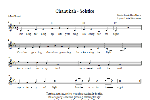 Download Linda Hirschhorn Chanukah - Solstice Sheet Music and learn how to play 2-Part, 3-Part Mixed PDF digital score in minutes