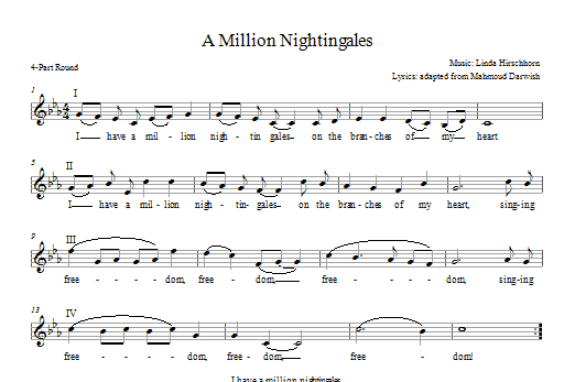 Download Linda Hirschhorn I Have a Million Nightingales Sheet Music and learn how to play 2-Part, 3-Part Mixed PDF digital score in minutes