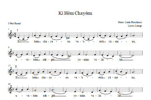 Download Linda Hirschhorn Ki Hem Khayenu Sheet Music and learn how to play 2-Part, 3-Part Mixed PDF digital score in minutes