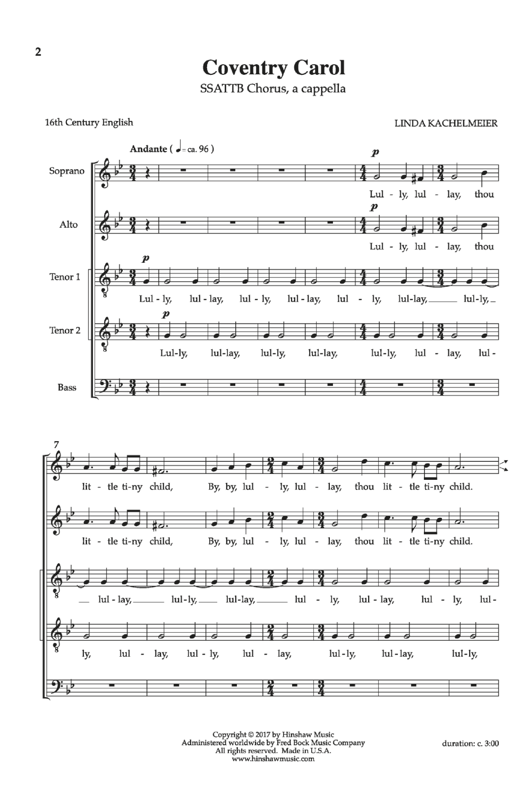 Download Linda Kachelmeier Coventry Carol Sheet Music and learn how to play Choral PDF digital score in minutes