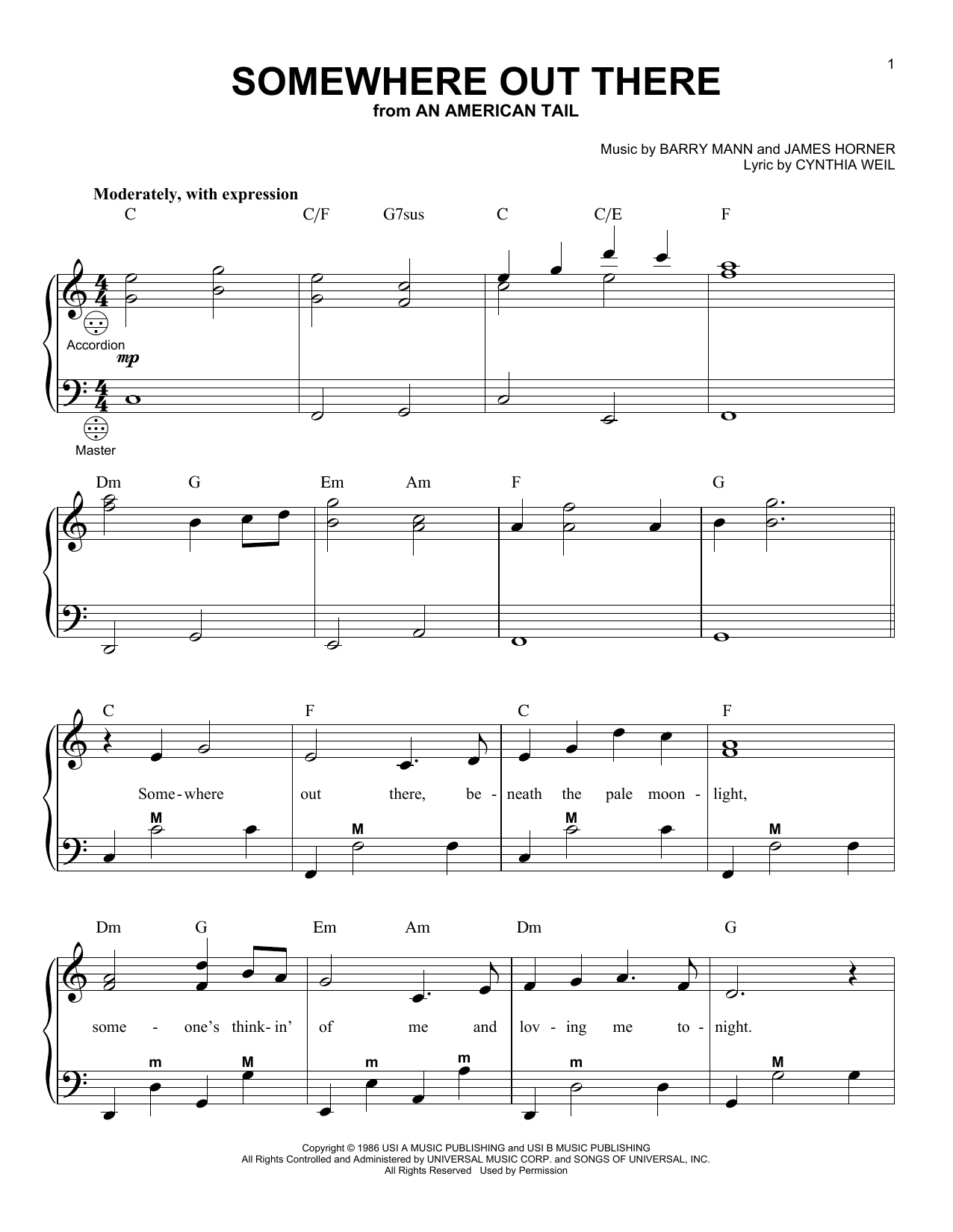 Download Linda Ronstadt & James Ingram Somewhere Out There (from An American Tail) Sheet Music and learn how to play Violin Duet PDF digital score in minutes