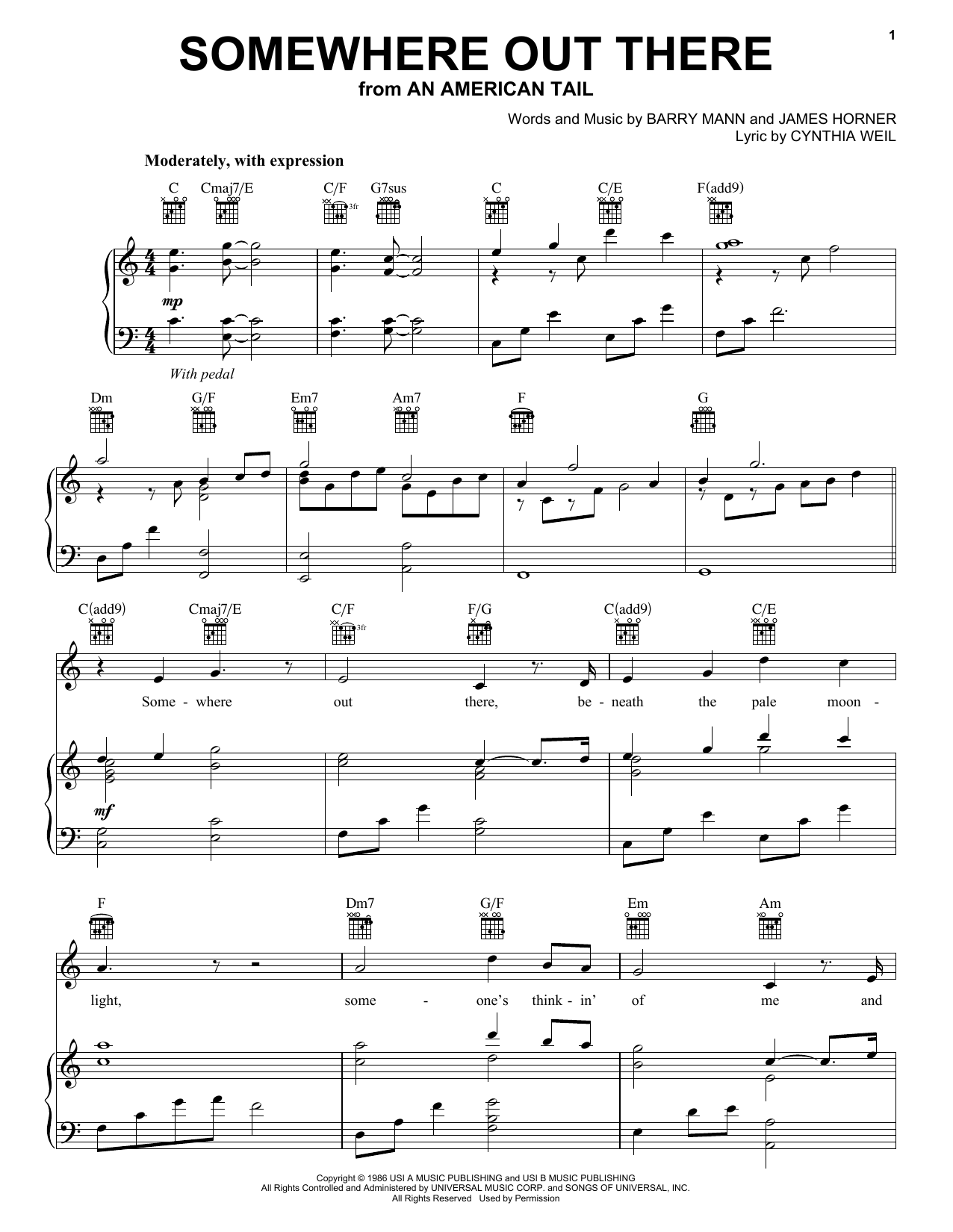 Download Linda Ronstadt & James Ingram Somewhere Out There Sheet Music and learn how to play Trombone PDF digital score in minutes
