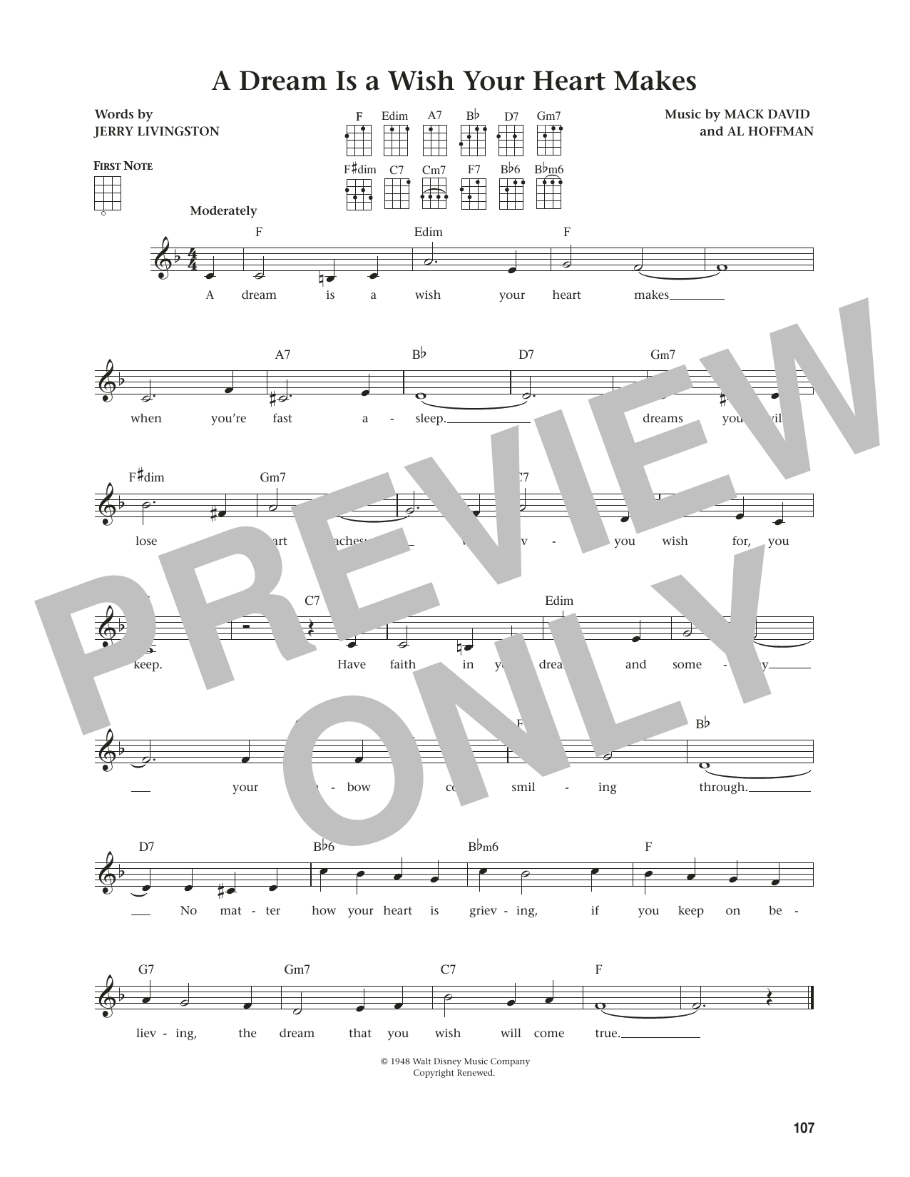 Download Linda Ronstadt A Dream Is A Wish Your Heart Makes (from The Daily Ukulele) (arr. Jim Beloff) Sheet Music and learn how to play Ukulele PDF digital score in minutes