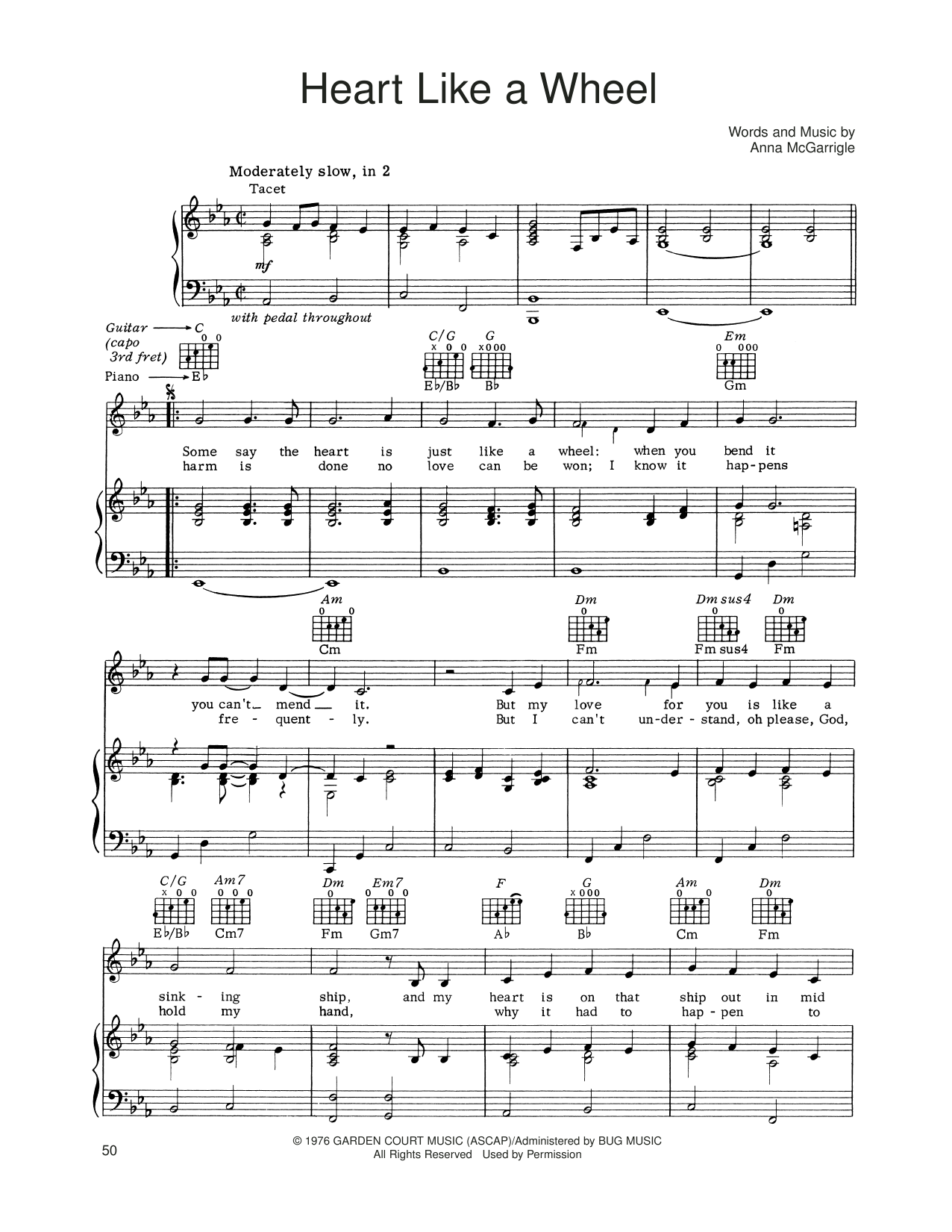 Download Linda Ronstadt Heart Like A Wheel Sheet Music and learn how to play Piano, Vocal & Guitar Chords (Right-Hand Melody) PDF digital score in minutes