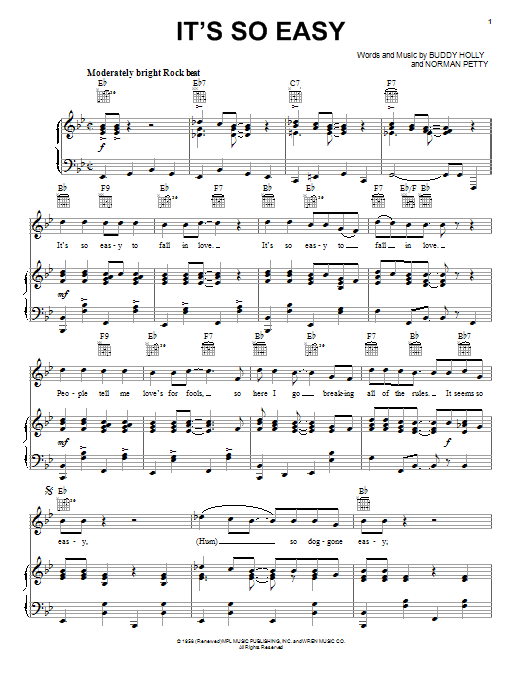 Download Linda Ronstadt It's So Easy Sheet Music and learn how to play Real Book – Melody, Lyrics & Chords PDF digital score in minutes