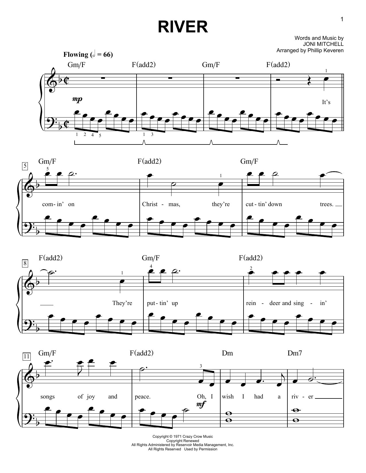 Download Linda Ronstadt River (arr. Phillip Keveren) Sheet Music and learn how to play Easy Piano PDF digital score in minutes