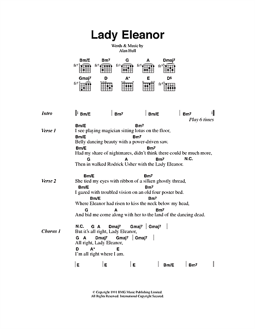 Download Lindisfarne Lady Eleanor Sheet Music and learn how to play Lyrics & Chords PDF digital score in minutes