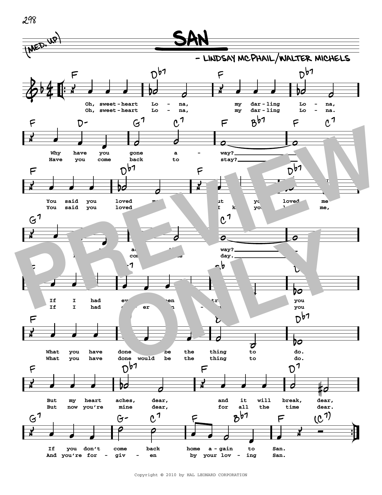 Download Lindsay McPhail San (arr. Robert Rawlins) Sheet Music and learn how to play Real Book – Melody, Lyrics & Chords PDF digital score in minutes