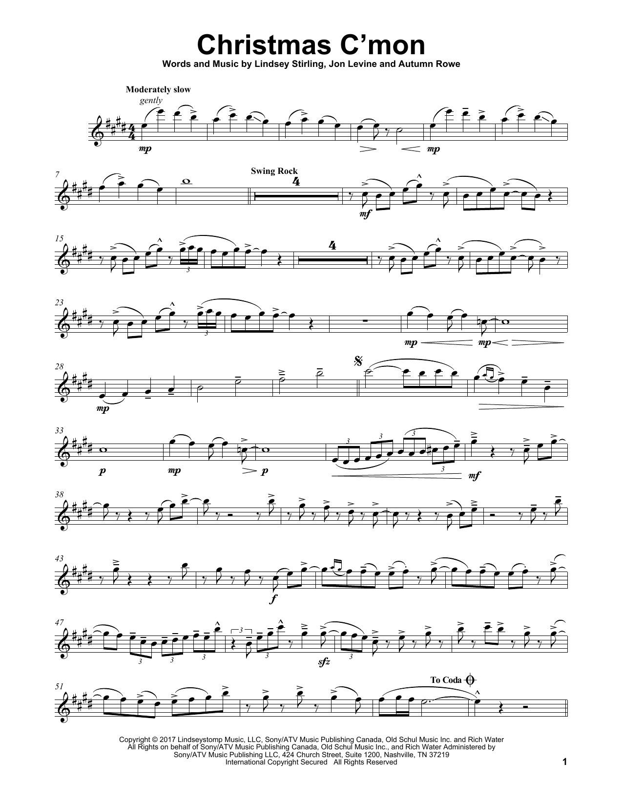 Download Lindsey Stirling Christmas C'mon Sheet Music and learn how to play Violin PDF digital score in minutes