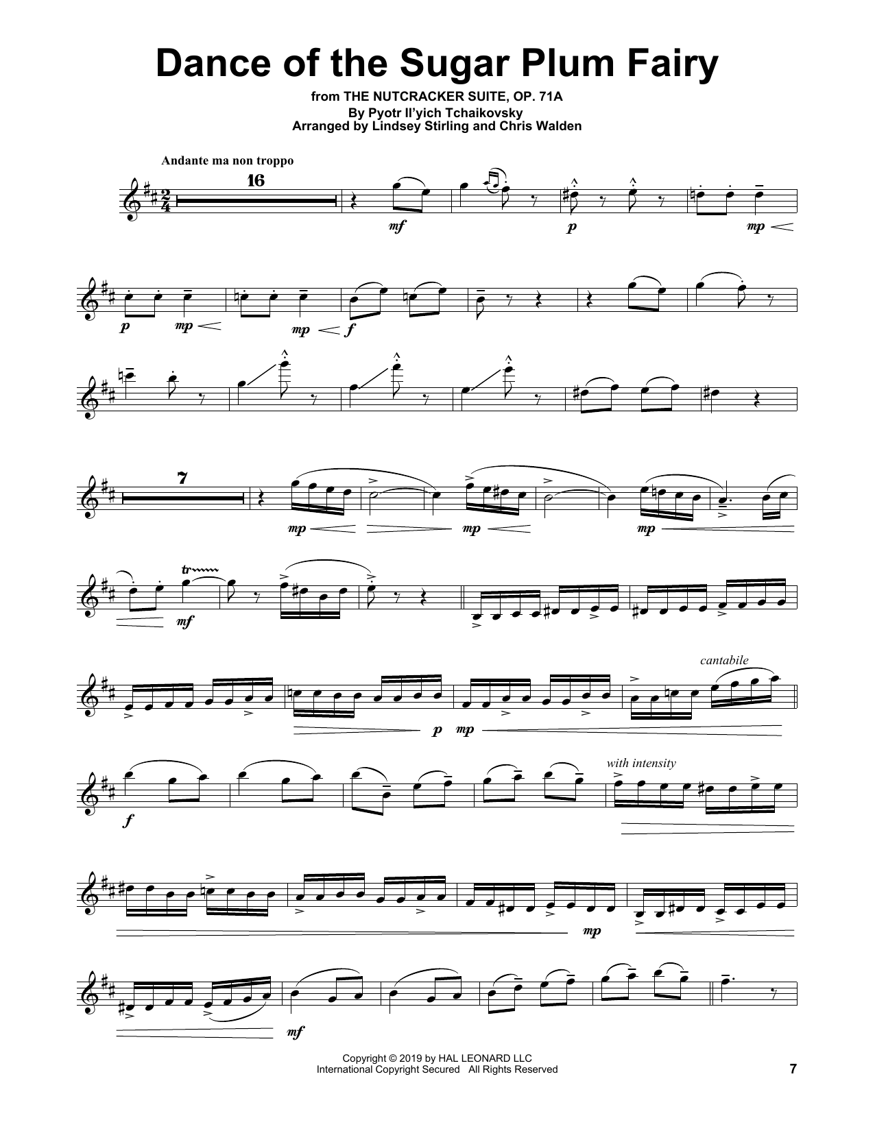 Download Lindsey Stirling Dance Of The Sugar Plum Fairy (from The Nutcracker Suite, Op. 71a) Sheet Music and learn how to play Violin Solo PDF digital score in minutes