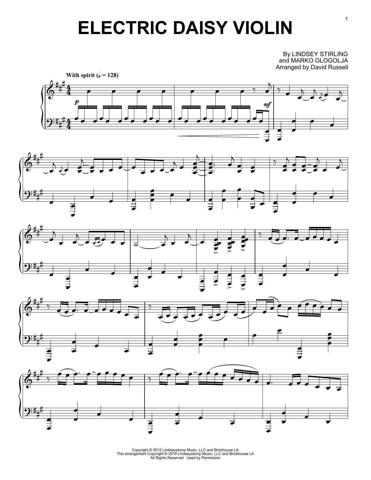 Download Lindsey Stirling Electric Daisy Violin Sheet Music and learn how to play Piano Solo PDF digital score in minutes
