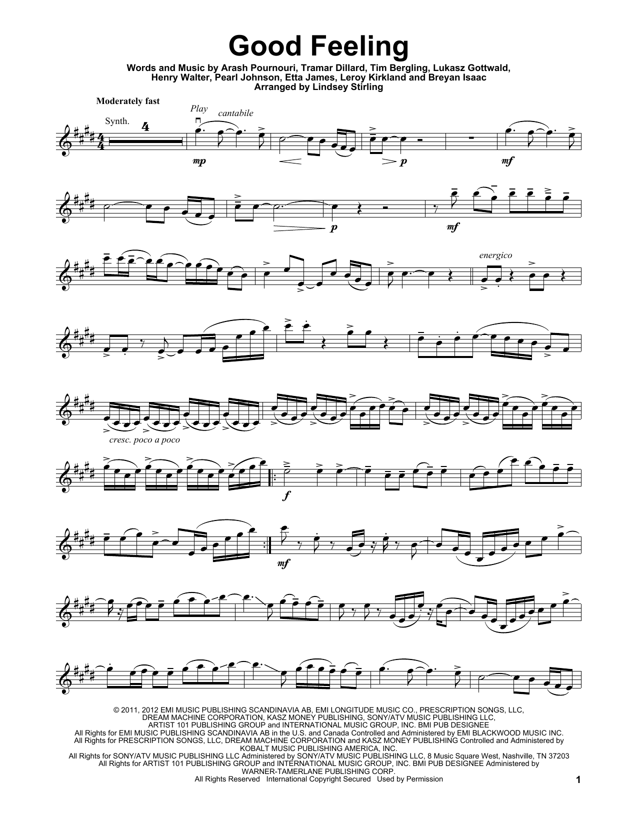 Download Lindsey Stirling Good Feeling Sheet Music and learn how to play Violin PDF digital score in minutes