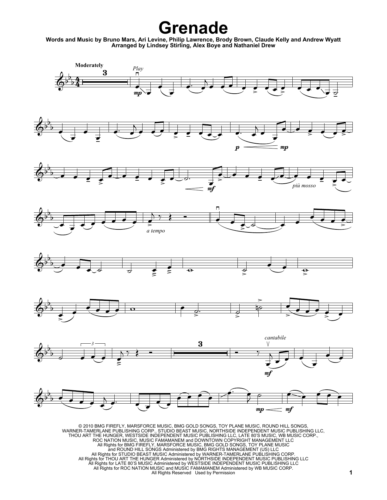 Download Lindsey Stirling Grenade Sheet Music and learn how to play Violin PDF digital score in minutes
