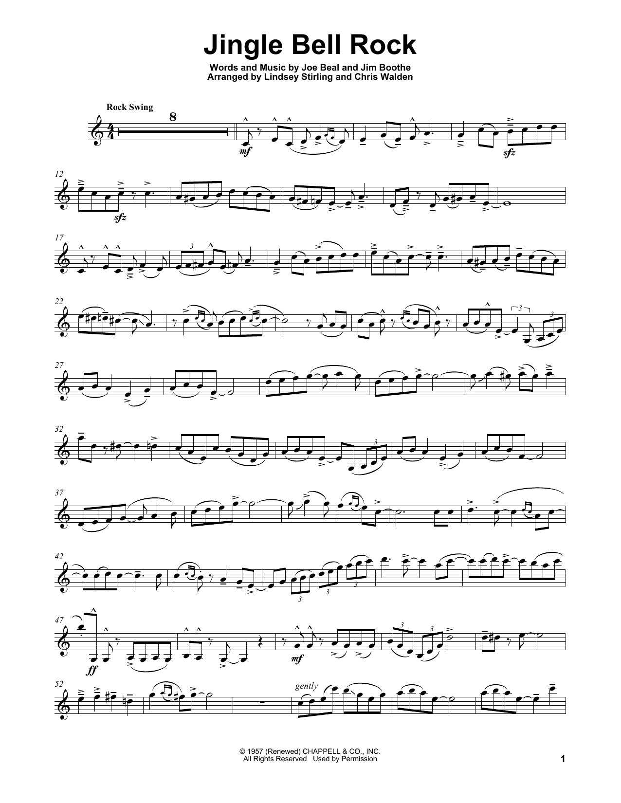 Download Lindsey Stirling Jingle Bell Rock Sheet Music and learn how to play Violin PDF digital score in minutes