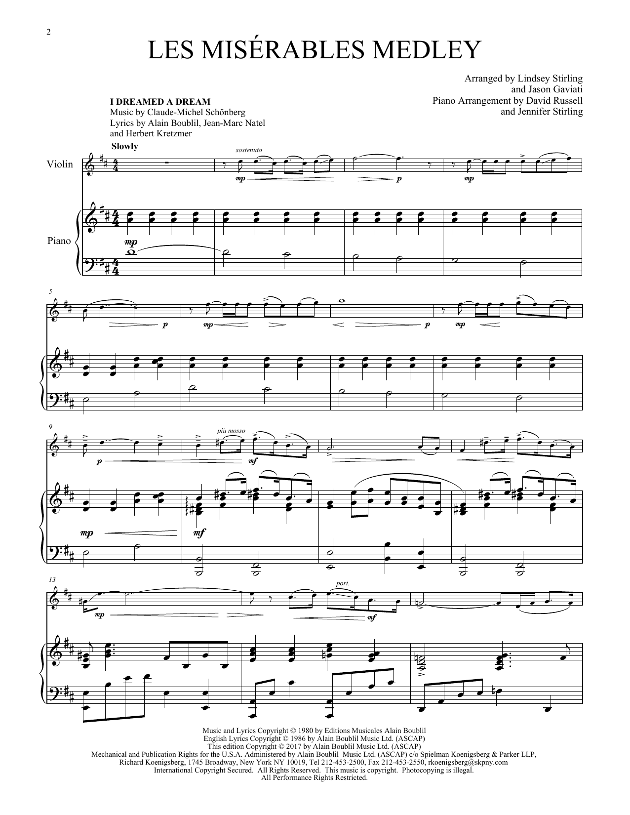 Download Claude-Michel Schonberg Bring Him Home Sheet Music and learn how to play Violin and Piano PDF digital score in minutes