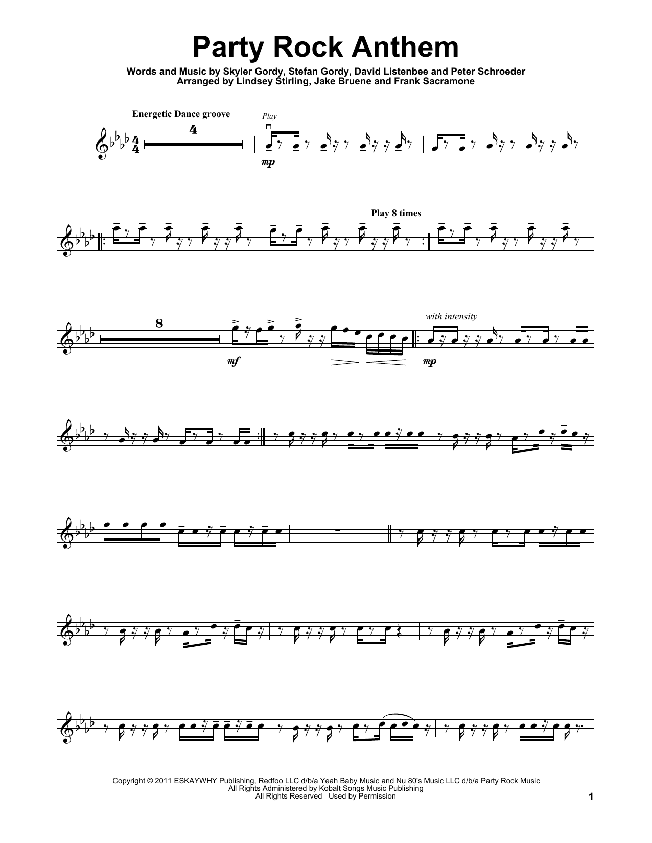 Download Lindsey Stirling Party Rock Anthem Sheet Music and learn how to play Violin PDF digital score in minutes