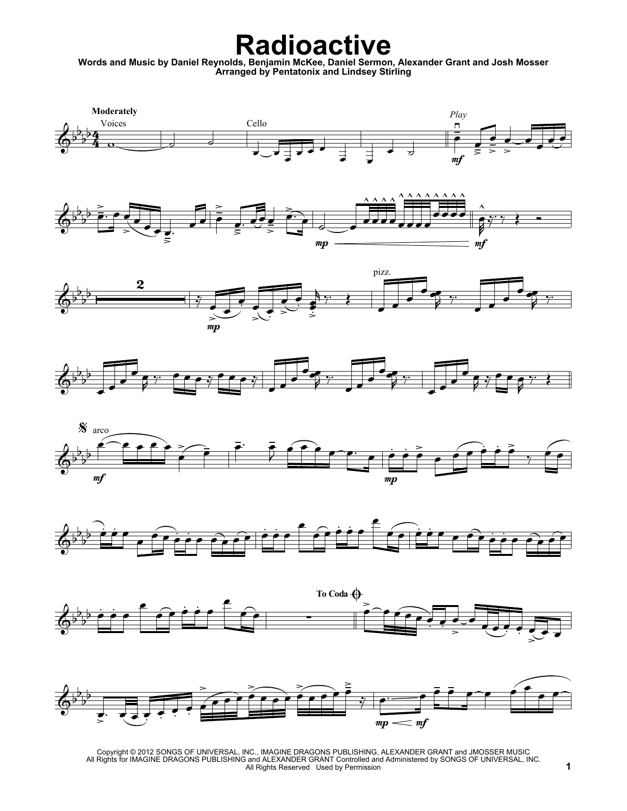 Download Lindsey Stirling Radioactive Sheet Music and learn how to play Violin PDF digital score in minutes