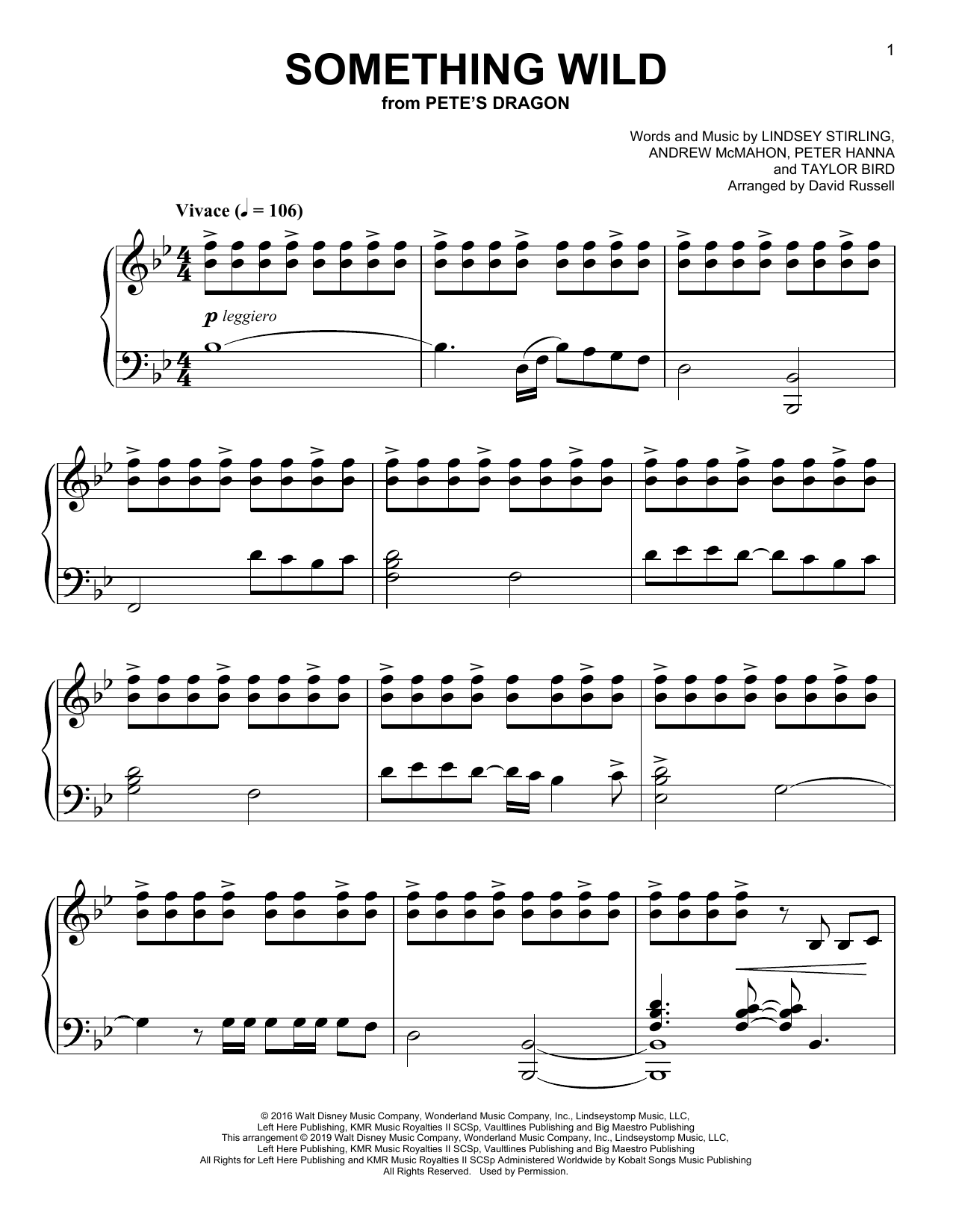Download Lindsey Stirling Something Wild (arr. David Russell) Sheet Music and learn how to play Easy Piano PDF digital score in minutes