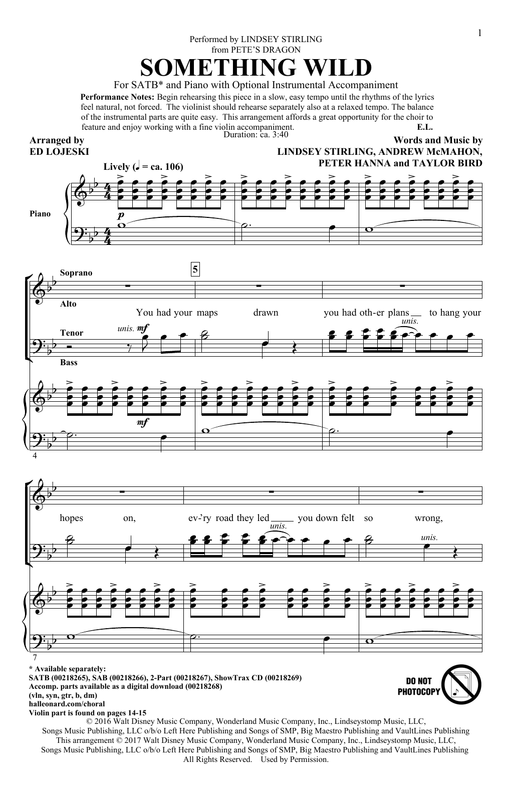Download Ed Lojeski Something Wild Sheet Music and learn how to play SATB PDF digital score in minutes