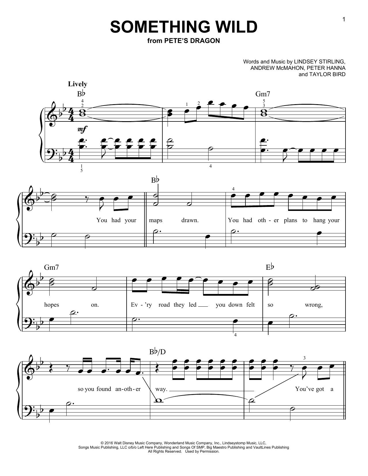 Download Lindsey Stirling Something Wild Sheet Music and learn how to play Piano (Big Notes) PDF digital score in minutes