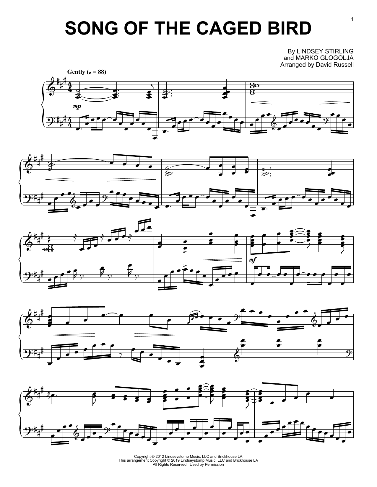 Download Lindsey Stirling Song Of The Caged Bird Sheet Music and learn how to play Piano Solo PDF digital score in minutes