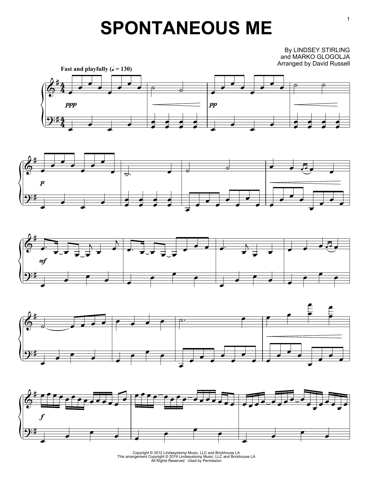 Download Lindsey Stirling Spontaneous Me Sheet Music and learn how to play Piano Solo PDF digital score in minutes