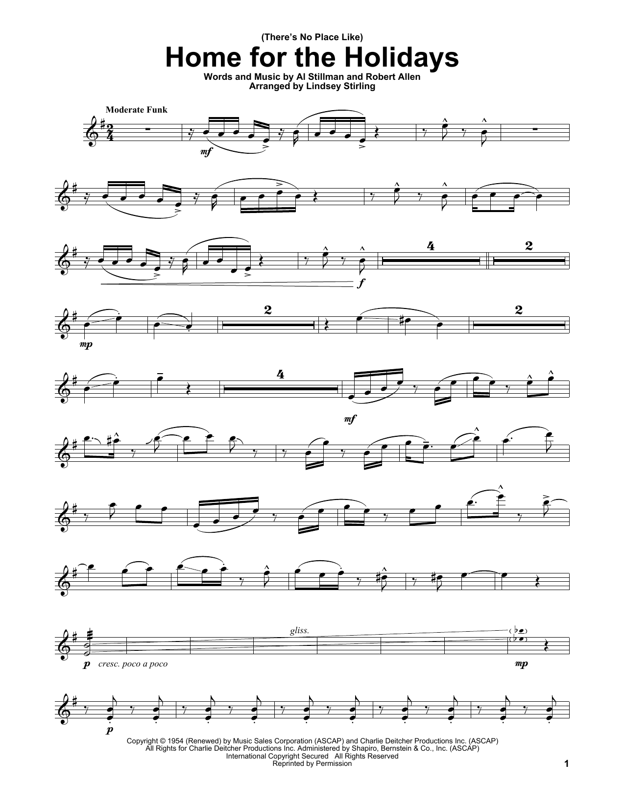 Download Lindsey Stirling (There's No Place Like) Home For The Holidays Sheet Music and learn how to play Violin Solo PDF digital score in minutes