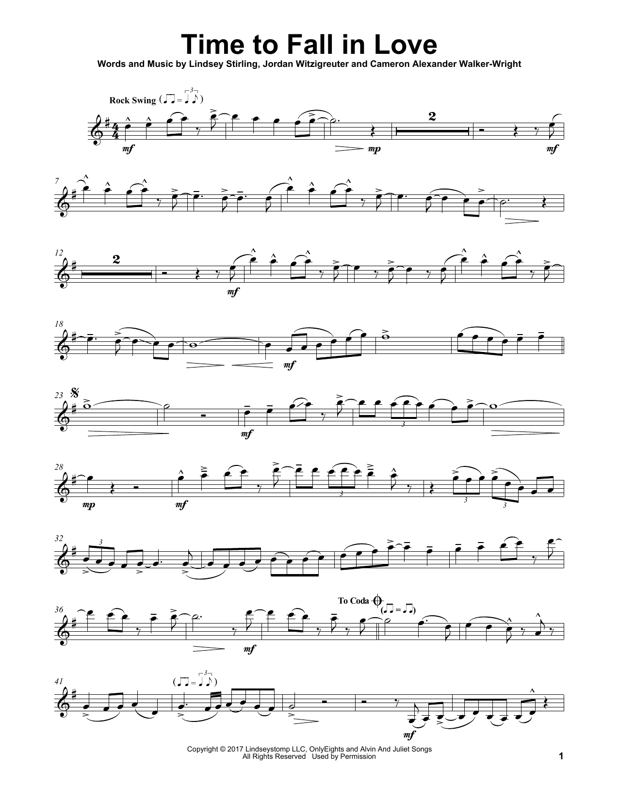 Download Lindsey Stirling Time To Fall In Love Sheet Music and learn how to play Violin Solo PDF digital score in minutes