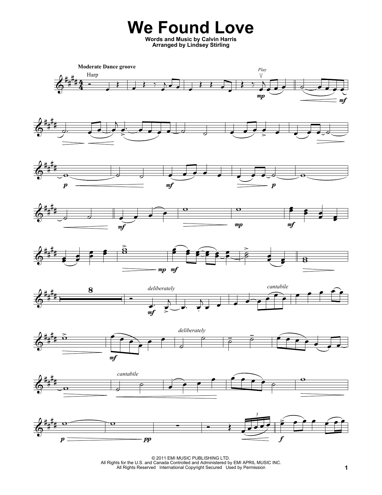 Download Lindsey Stirling We Found Love Sheet Music and learn how to play Violin PDF digital score in minutes