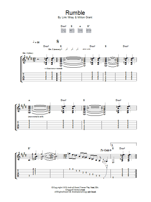 Download Link Wray Rumble Sheet Music and learn how to play Guitar Tab PDF digital score in minutes