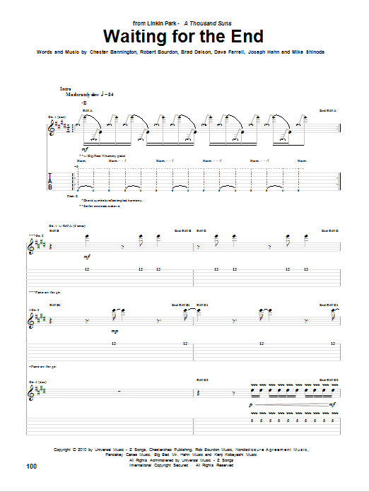 Download Linkin Park Waiting For The End Sheet Music and learn how to play Piano, Vocal & Guitar (Right-Hand Melody) PDF digital score in minutes