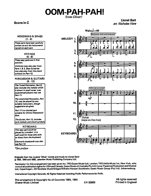 Download Lionel Bart Oom-Pah-Pah (from Oliver!) Sheet Music and learn how to play Classroom Band Pack PDF digital score in minutes