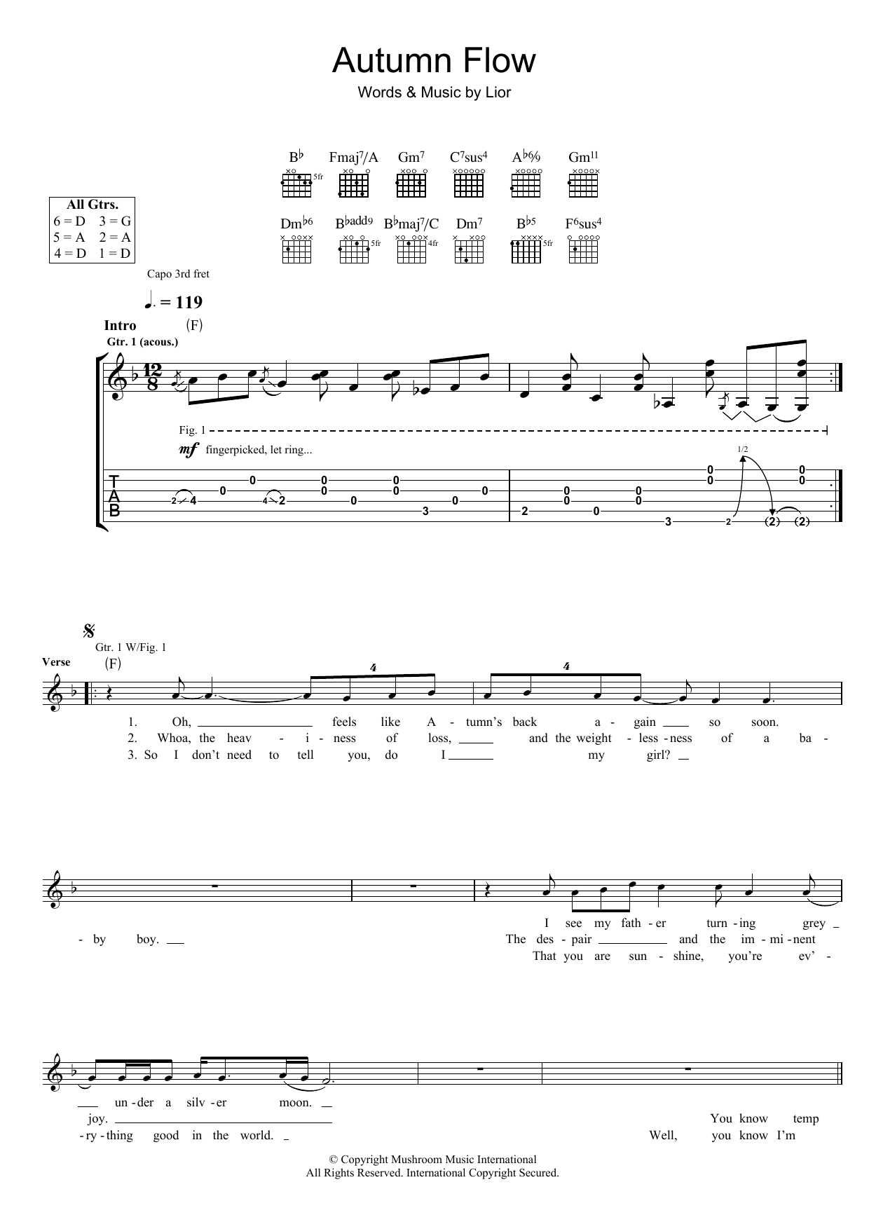Download Lior Autumn Flow Sheet Music and learn how to play Guitar Tab PDF digital score in minutes