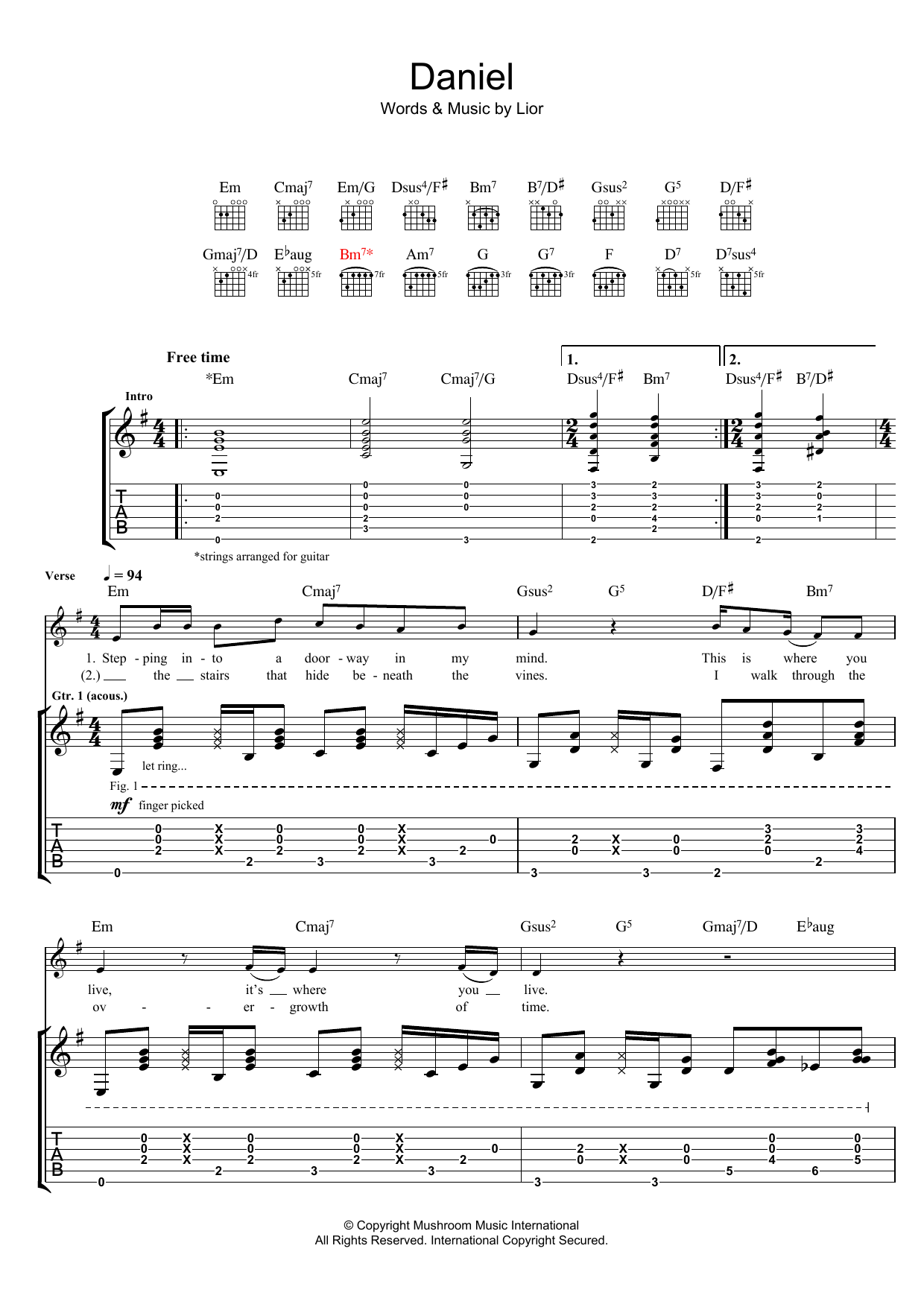 Download Lior Daniel Sheet Music and learn how to play Guitar Tab PDF digital score in minutes