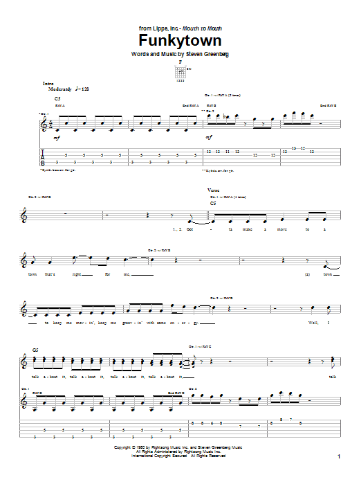 Download Lipps Inc. Funkytown Sheet Music and learn how to play Melody Line, Lyrics & Chords PDF digital score in minutes