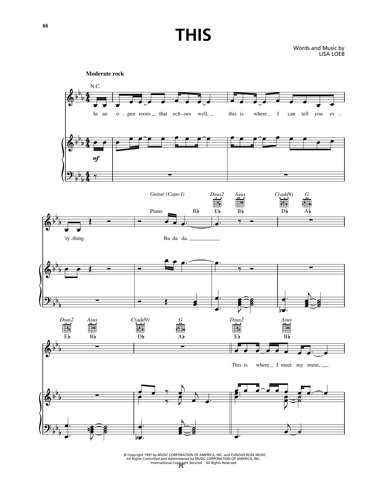 Download Lisa Loeb This Sheet Music and learn how to play Piano, Vocal & Guitar (Right-Hand Melody) PDF digital score in minutes