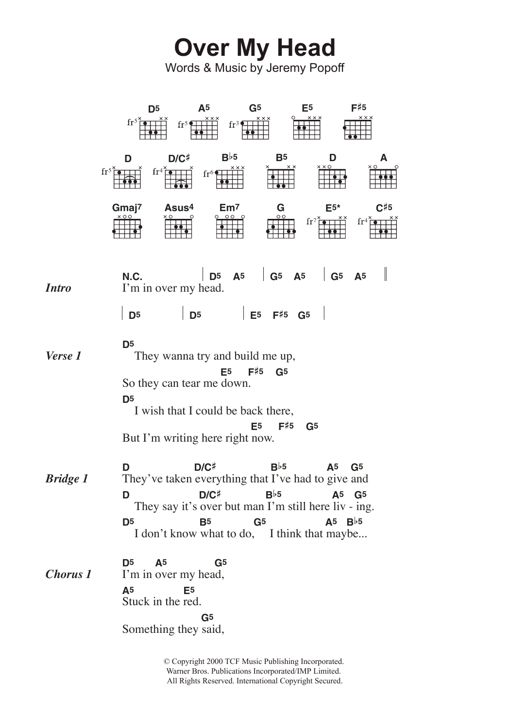 Download Lit Over My Head Sheet Music and learn how to play Lyrics & Chords PDF digital score in minutes