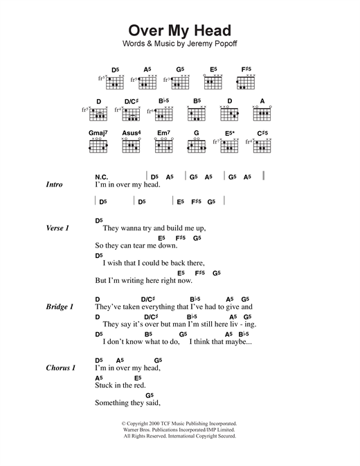 Download Lit Over My Head Sheet Music and learn how to play Lyrics & Chords PDF digital score in minutes