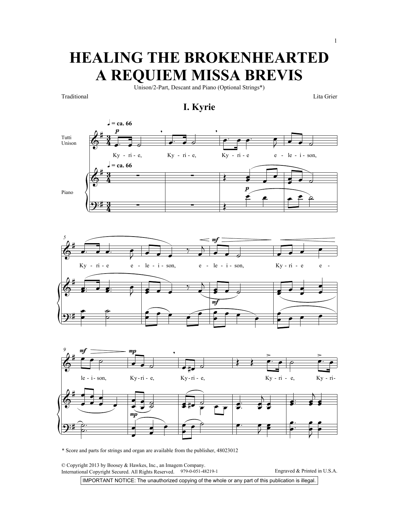 Download Lita Grier Healing The Brokenhearted (A Requiem Missa Brevis) Sheet Music and learn how to play SSA PDF digital score in minutes