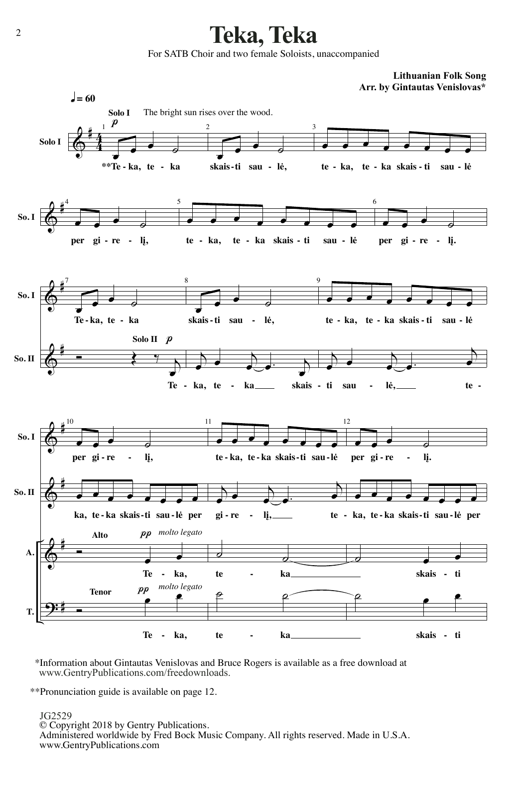 Download Lithuanian Folk Song Teka, Teka (arr. Gintautas Venislovas) Sheet Music and learn how to play SATB Choir PDF digital score in minutes