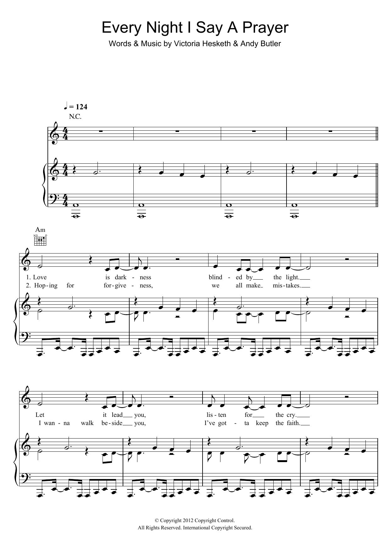 Download Little Boots Every Night I Say A Prayer Sheet Music and learn how to play Piano, Vocal & Guitar (Right-Hand Melody) PDF digital score in minutes