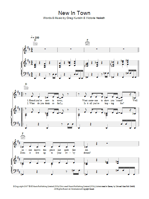Download Little Boots New In Town Sheet Music and learn how to play Piano, Vocal & Guitar PDF digital score in minutes