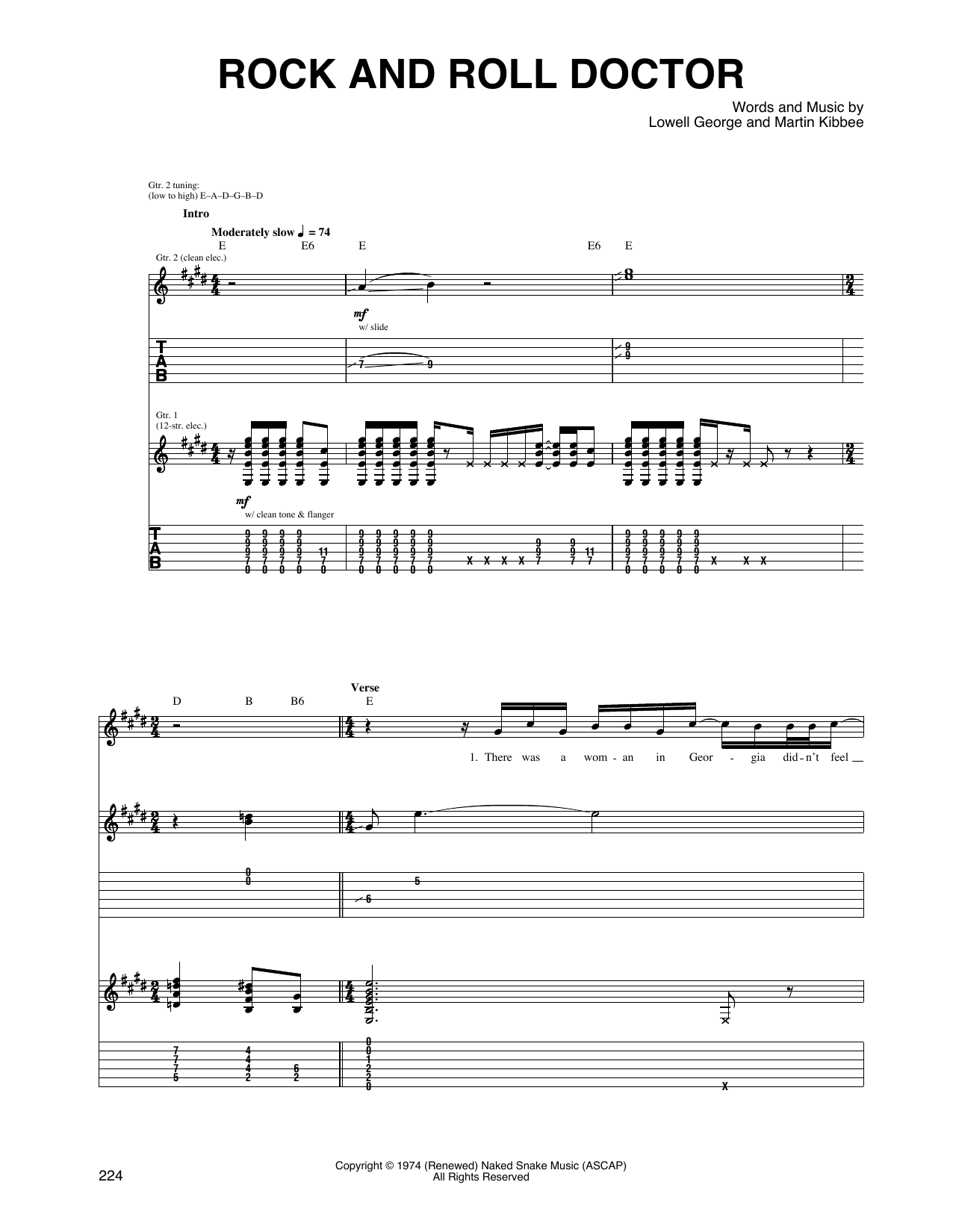Download Little Feat Rock And Roll Doctor Sheet Music and learn how to play Guitar Tab PDF digital score in minutes