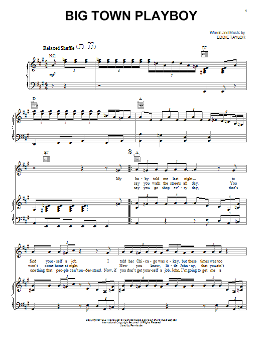 Download Little Johnny Jones Big Town Playboy Sheet Music and learn how to play Piano, Vocal & Guitar (Right-Hand Melody) PDF digital score in minutes