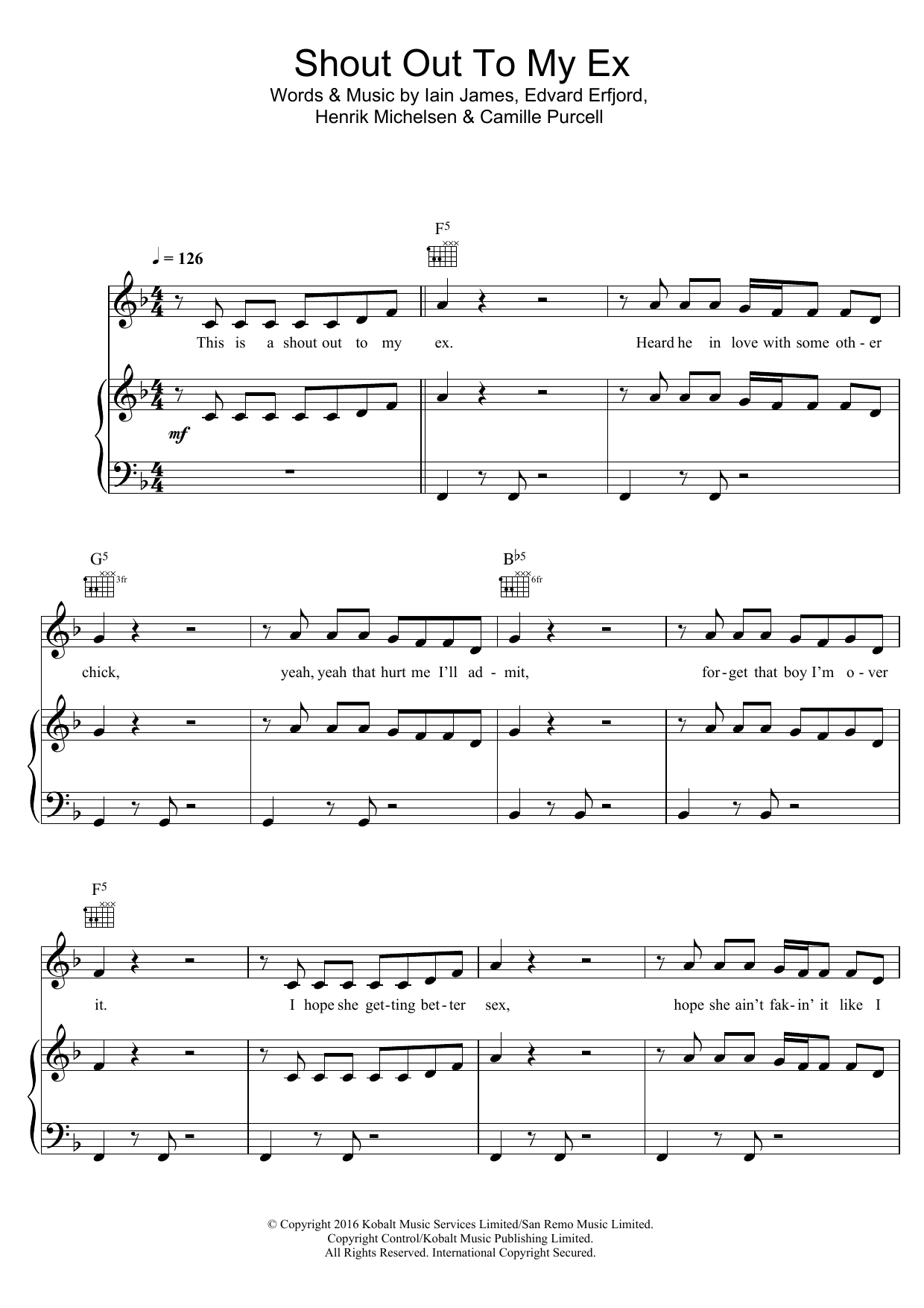 Download Little Mix Shout Out To My Ex Sheet Music and learn how to play Piano, Vocal & Guitar (Right-Hand Melody) PDF digital score in minutes