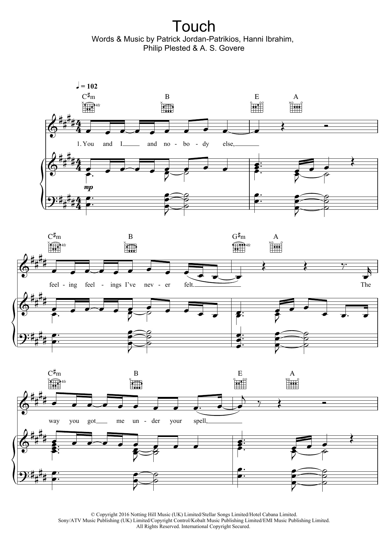 Download Little Mix Touch Sheet Music and learn how to play Piano, Vocal & Guitar (Right-Hand Melody) PDF digital score in minutes