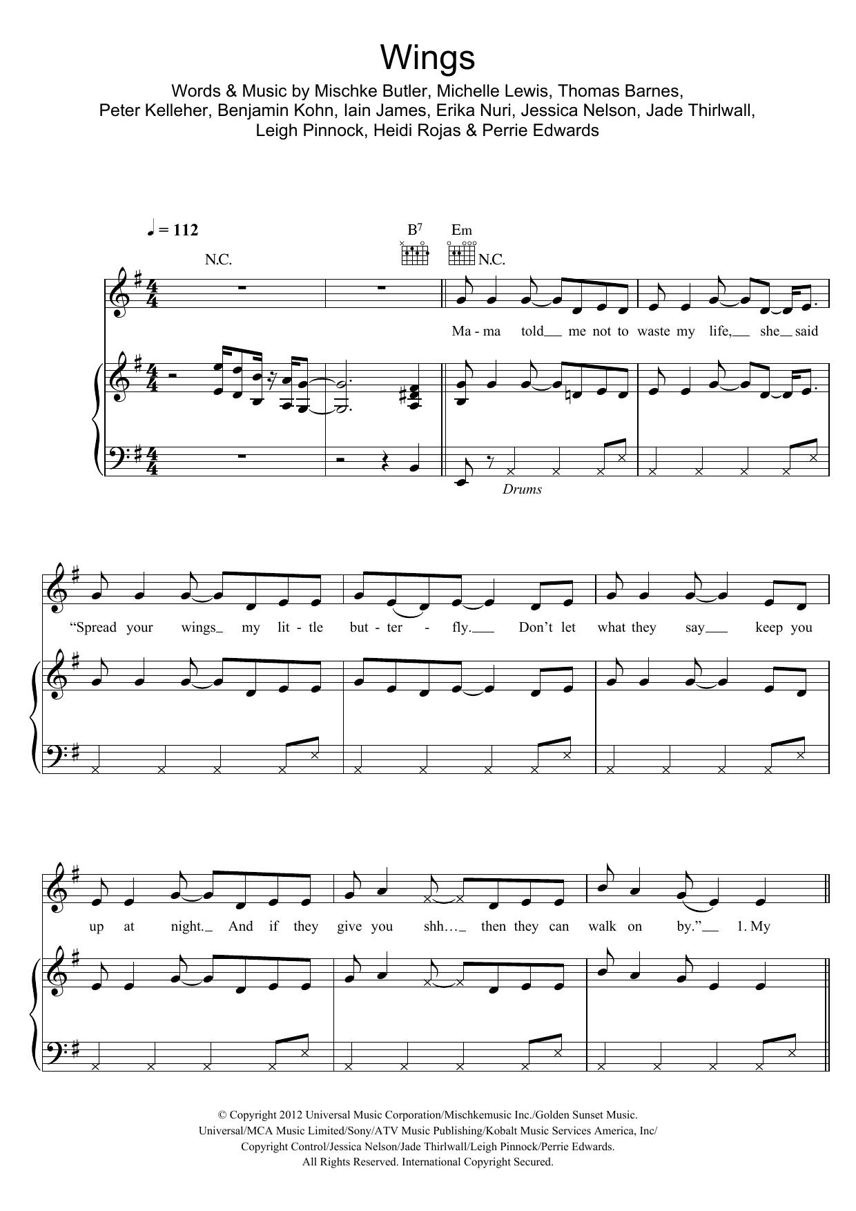 Download Little Mix Wings Sheet Music and learn how to play Keyboard PDF digital score in minutes
