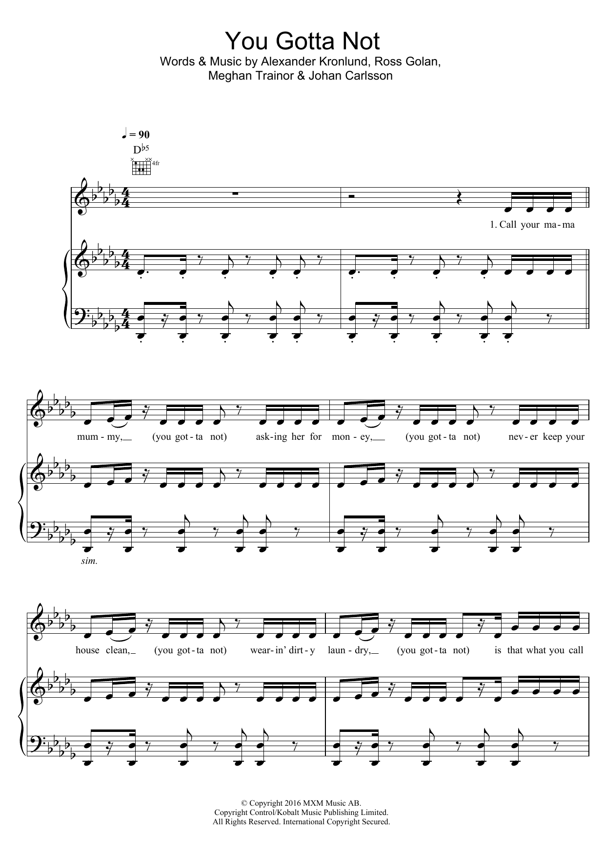 Download Little Mix You Gotta Not Sheet Music and learn how to play Piano, Vocal & Guitar (Right-Hand Melody) PDF digital score in minutes