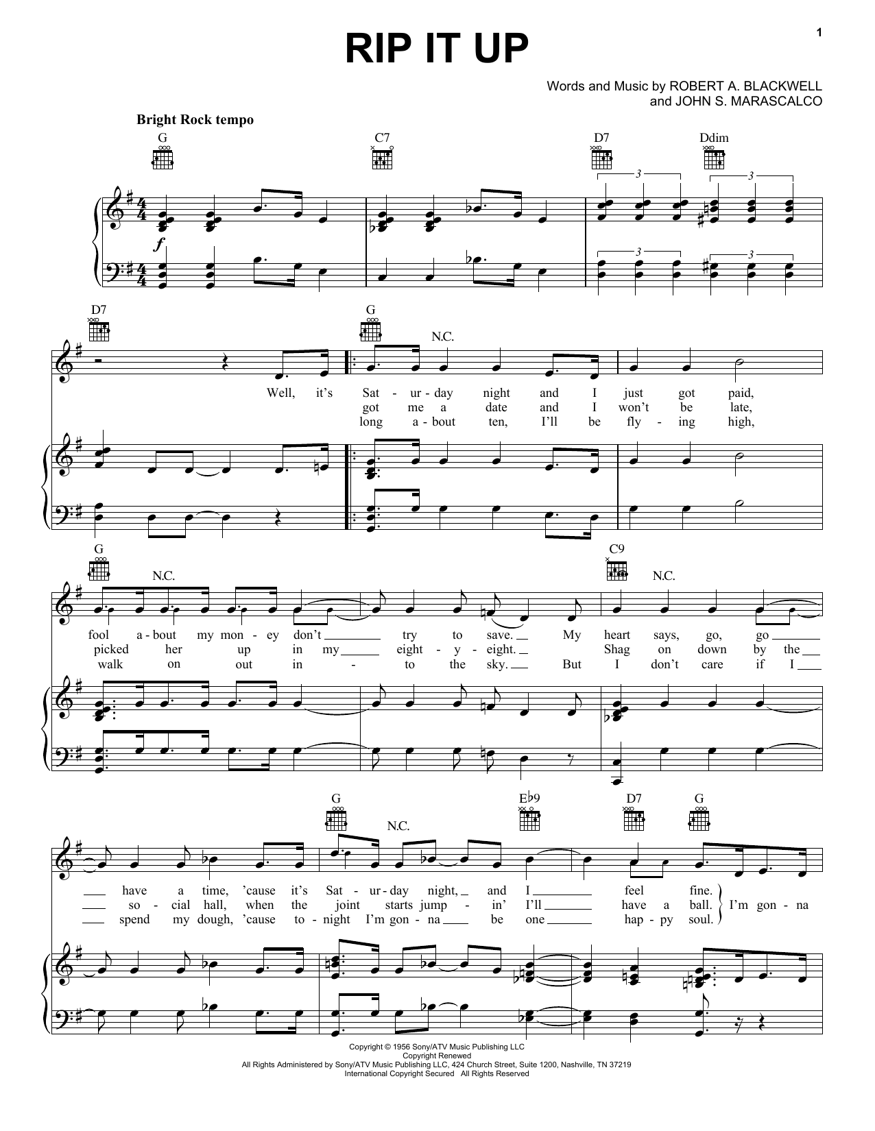 Download Little Richard Rip It Up Sheet Music and learn how to play Real Book – Melody & Chords PDF digital score in minutes