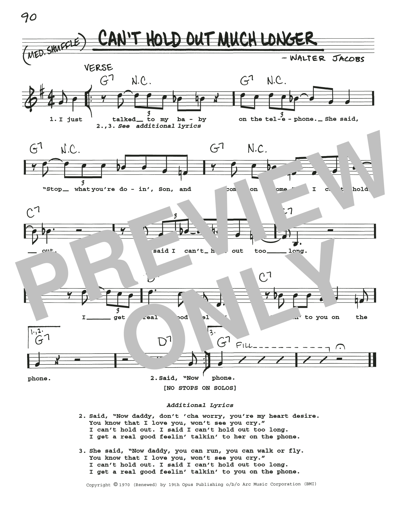 Download Little Walter Can't Hold Out Much Longer Sheet Music and learn how to play Harmonica PDF digital score in minutes